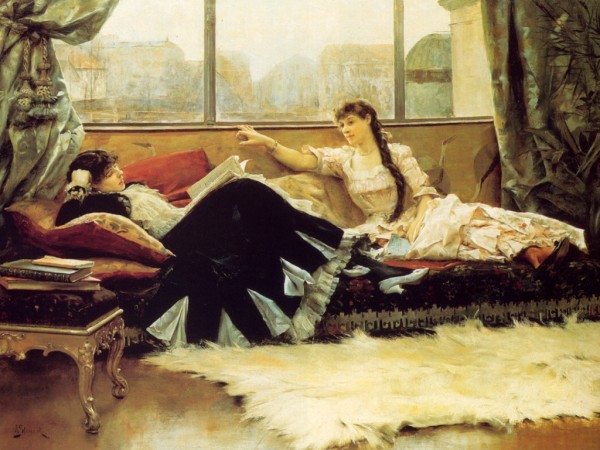 Reading aloud the newspaper by Julius LeBlanc Stewart